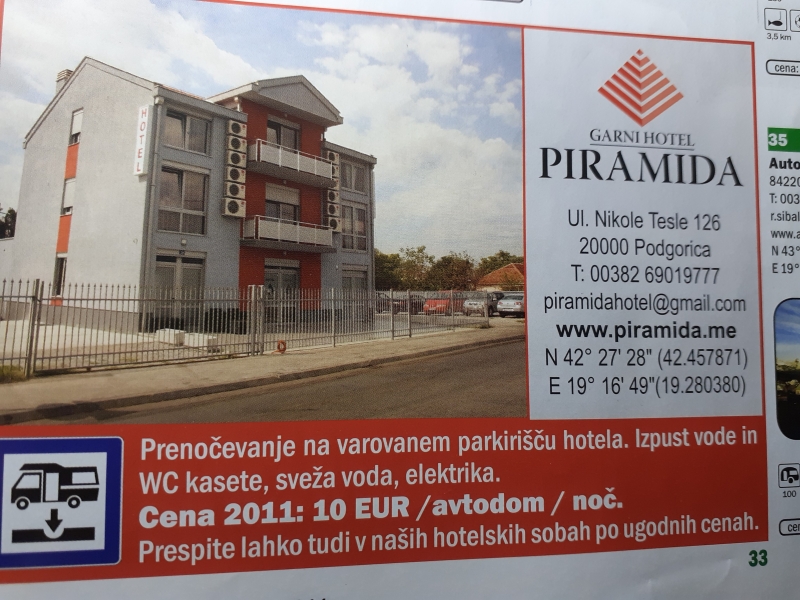 PZA pri hotelu Piramida - Podgorica, Črna Gora