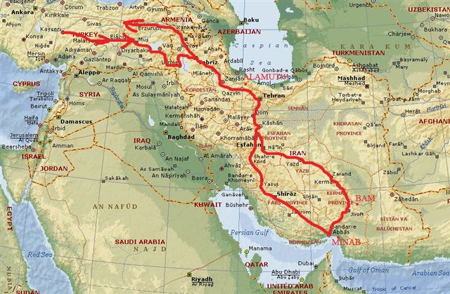 Zemljevid poti Iran