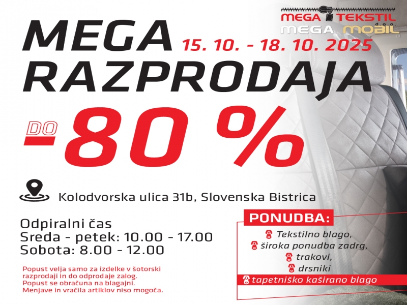 15.-18.10.2025 - hišna razprodaja – Mega Mobil, Slovenska Bistrica